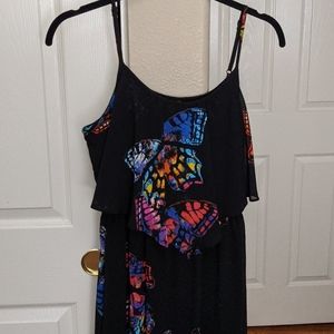 Long black butterfly maxi dress